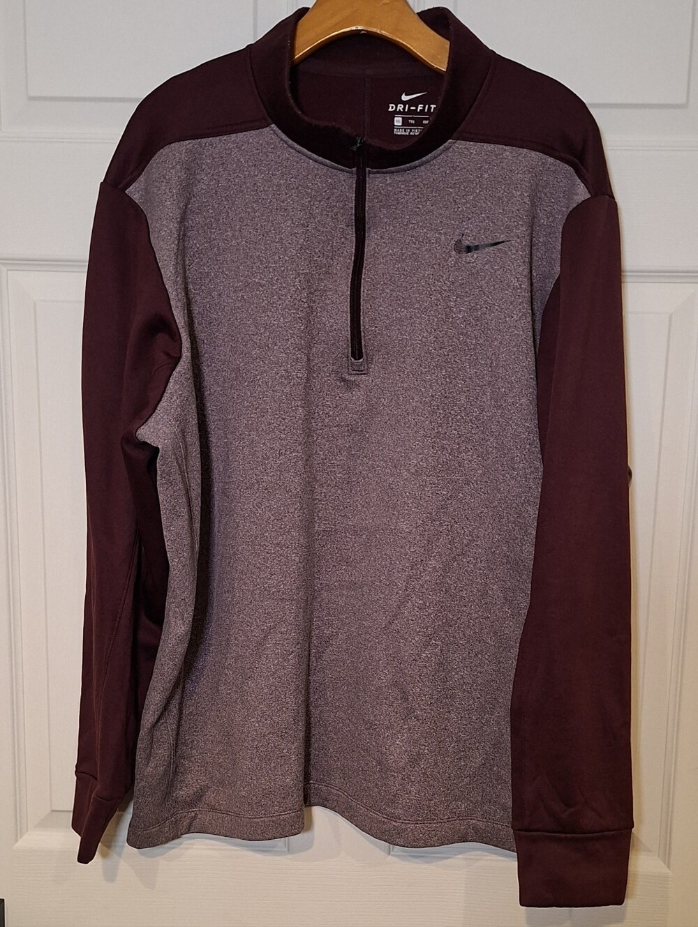 Nike Dri Fit Mens XXL Quarter Zip Pullover Therma Jacket Burgundy